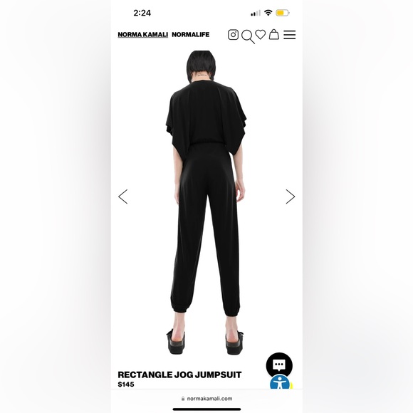 NWOT-Norma Kamali rectangle jog Womens Black V-Neck Short Sleeve Jumpsuit-XS - Picture 3 of 10